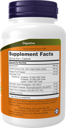 NOW Supplements, Super Enzymes, Formulated with Bromelain, Ox Bile, Pancreatin and Papain, Super Enzymes,90 Capsules