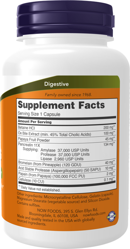 NOW Supplements, Super Enzymes, Formulated with Bromelain, Ox Bile, Pancreatin and Papain, Super Enzymes,90 Capsules
