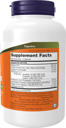 NOW Supplements, Super Enzymes, Formulated with Bromelain, Ox Bile, Pancreatin and Papain, Super Enzymes,180 Capsules