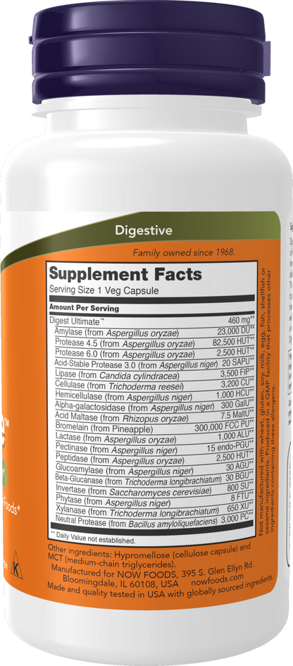 NOW Supplements, Digest Ultimate™ with Full Spectrum Enzyme Formula, 60 Veg Capsules