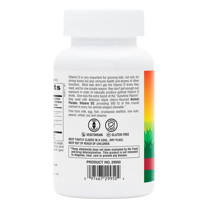 NaturesPlus, Animal Parade Vitamin D3 500IU, 90 Tablets