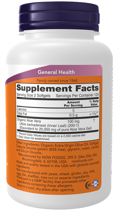 NOW Supplements, Aloe Vera (Aloe barbadensis) 10,000 mg, Supports Digestive Health*, 250 Softgels