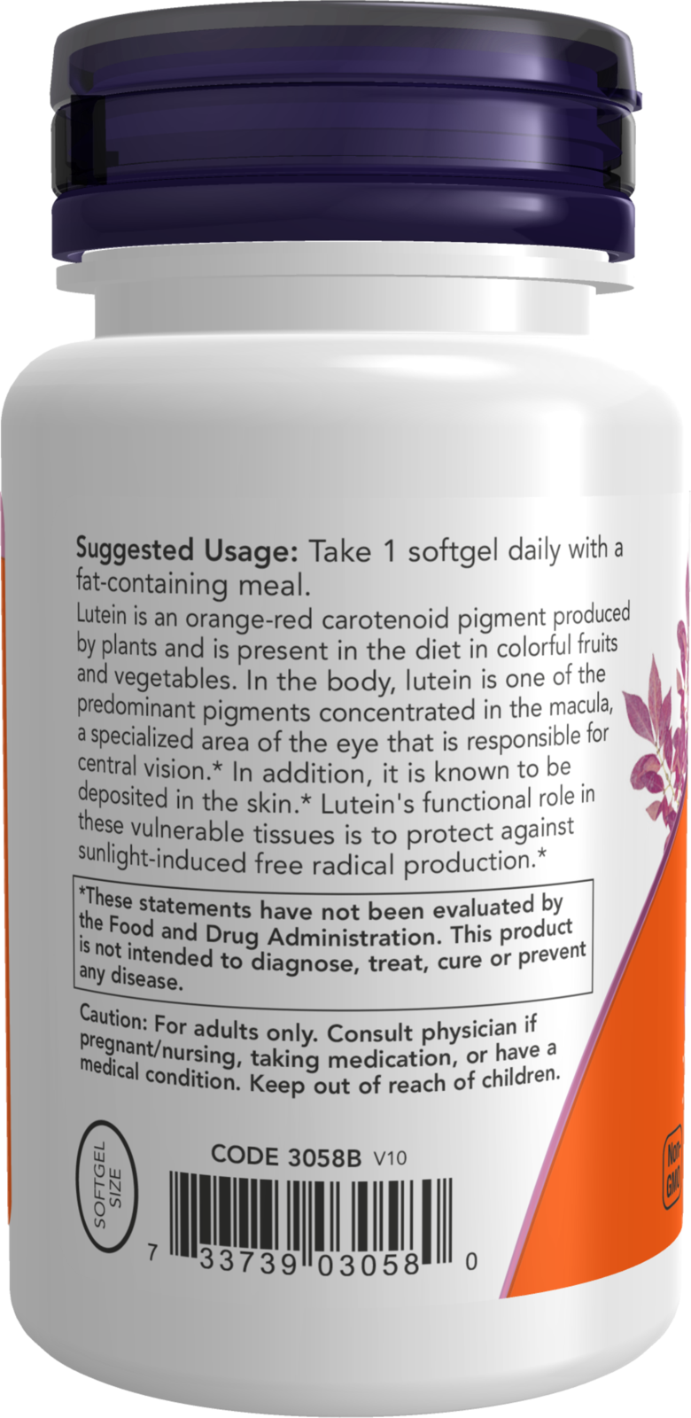 NOW Supplements, Lutein 10 mg with 10 mg of Free Lutein from Lutein Esters, 60 Softgels
