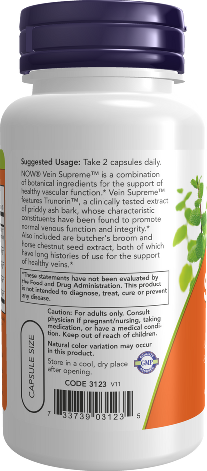 NOW Supplements, Vein Supreme™, Healthy Vein Function*, Circulatory Support*, 90 Veg Capsules