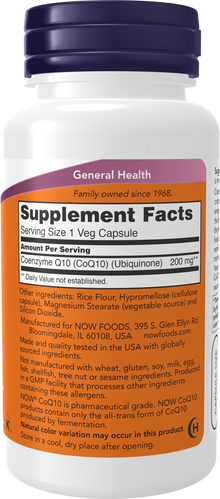 NOW Supplements, CoQ10 (Coenzyme Q10) 200 mg, Cardiovascular Health*, 60 Veg Capsules