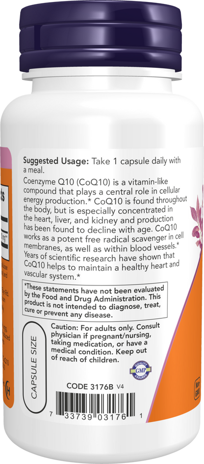 NOW Supplements, CoQ10 (Coenzyme Q10) 200 mg, Cardiovascular Health*, 60 Veg Capsules