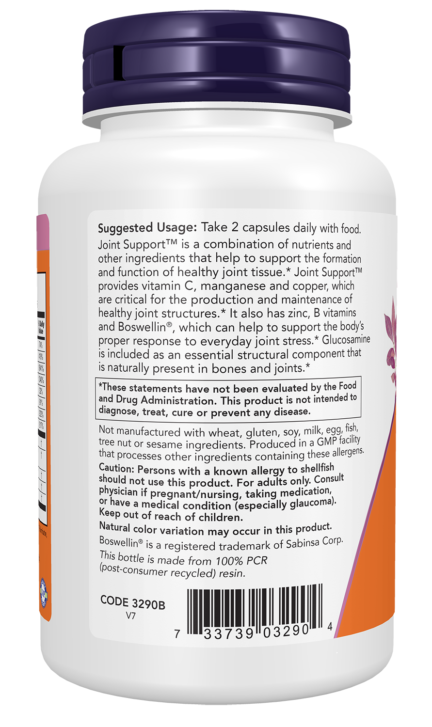 NOW Supplements, Joint Support™ with Glucosamine, Boswellin® and Sea Cucumber, 90 Capsules