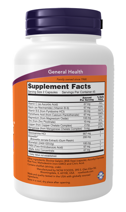 NOW Supplements, Joint Support™ with Glucosamine, Boswellin® and Sea Cucumber, 90 Capsules