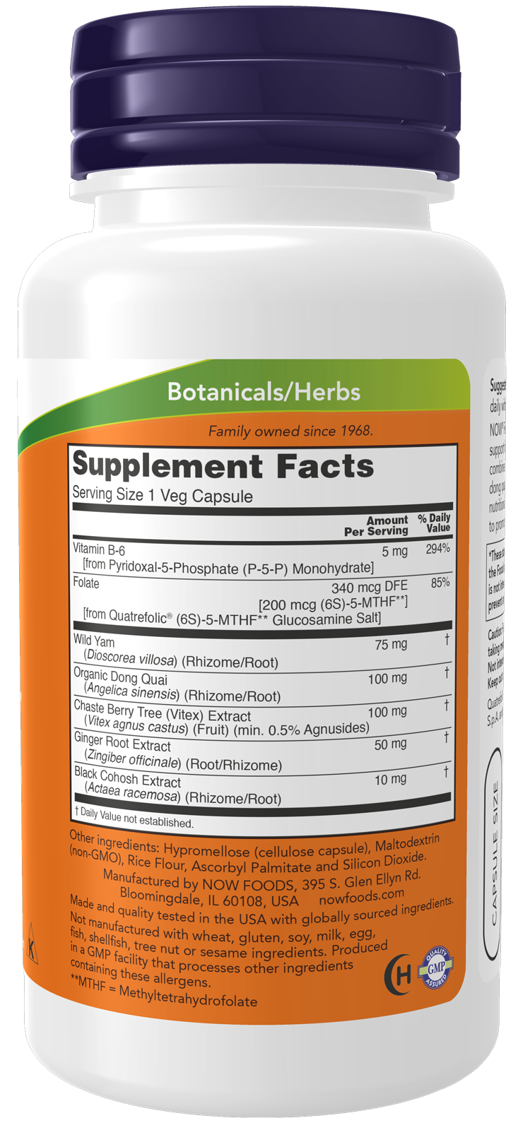 NOW Supplements, Female Balance™ with Wild Yam, Vitex, Dong Quai, GLA, Vitamin B-6 and Folate, 90 Capsules