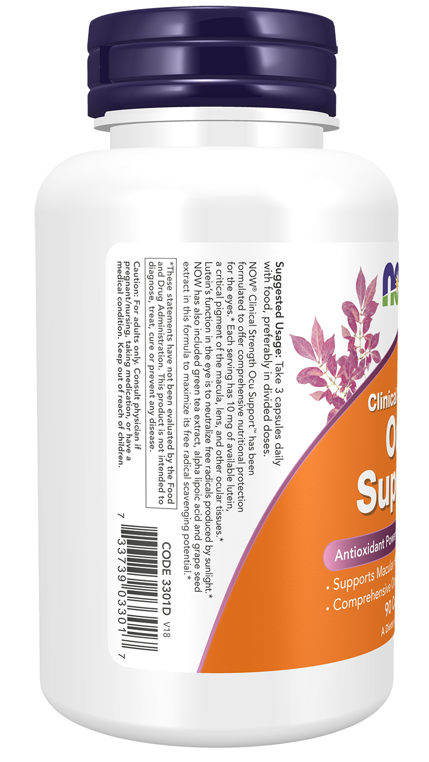 NOW Supplements, Ocu Support™with FloraGLO® Lutein, plus Vitamins A, C and E, 90 Veg Capsules