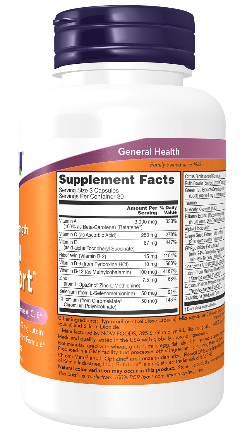 NOW Supplements, Ocu Support™with FloraGLO® Lutein, plus Vitamins A, C and E, 90 Veg Capsules