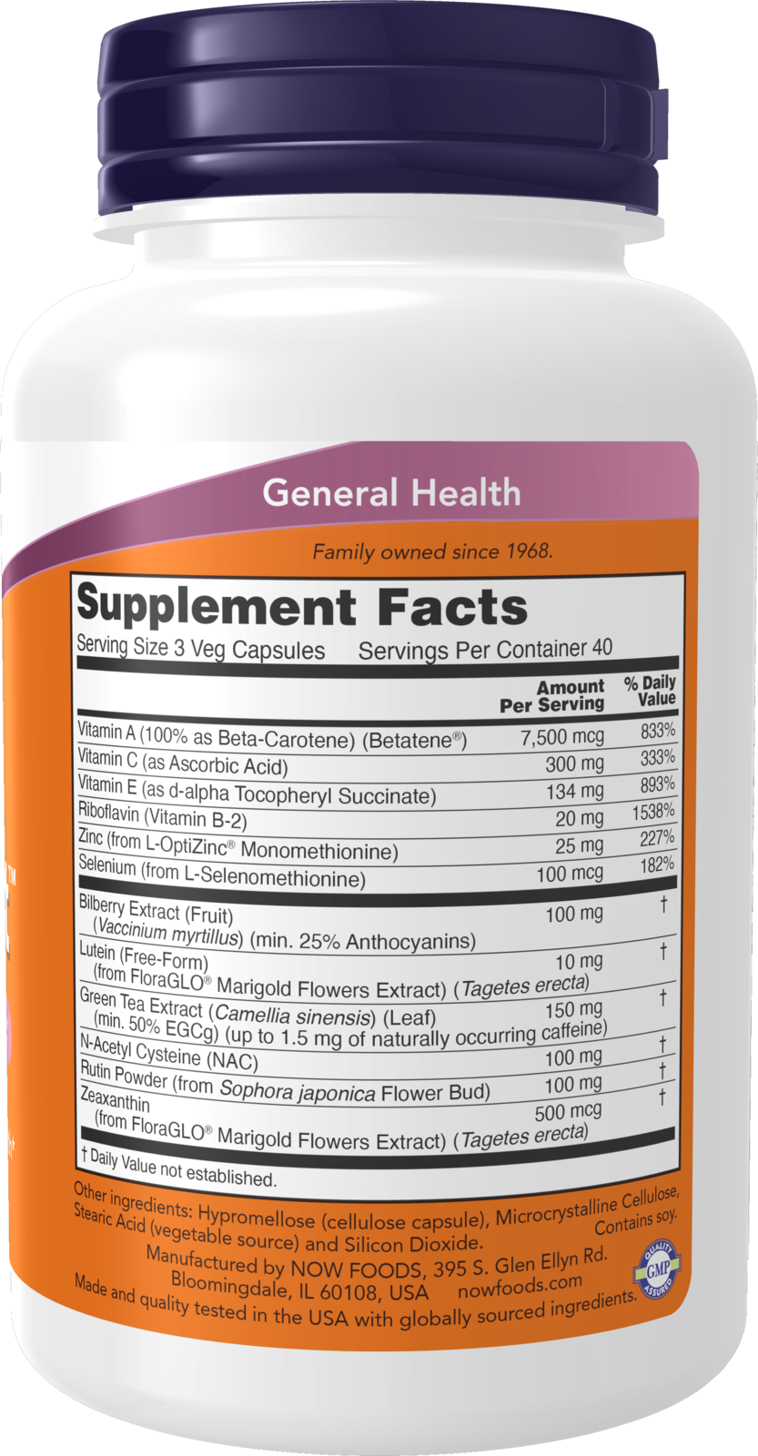NOW Supplements, Ocu Support™ with FloraGLO® Lutein, plus Vitamins A, C and E, 120 Veg Capsules