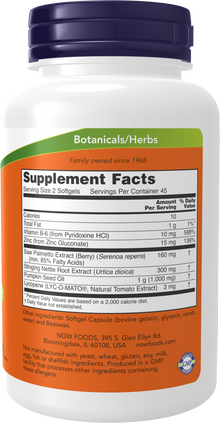 NOW Supplements, Prostate Support, Prostate Support, with Standardized Saw Palmetto, Stinging Nettle & Lycopene, 90 Softgels