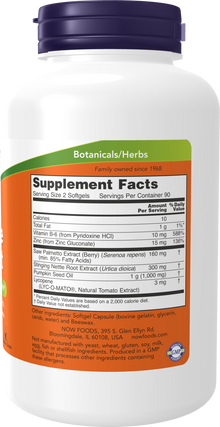 NOW Supplements, Prostate Support, Prostate Support, with Standardized Saw Palmetto, Stinging Nettle & Lycopene, 180 Softgels