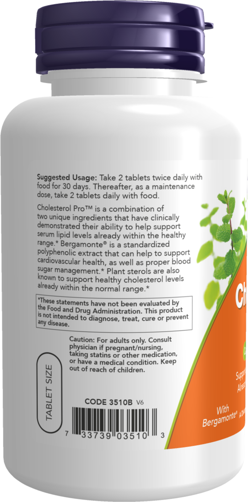 NOW Supplements, Cholesterol Pro™ with Bergamonte™ and Plant Sterols, Cardiovascular Health*, 120 Tablets