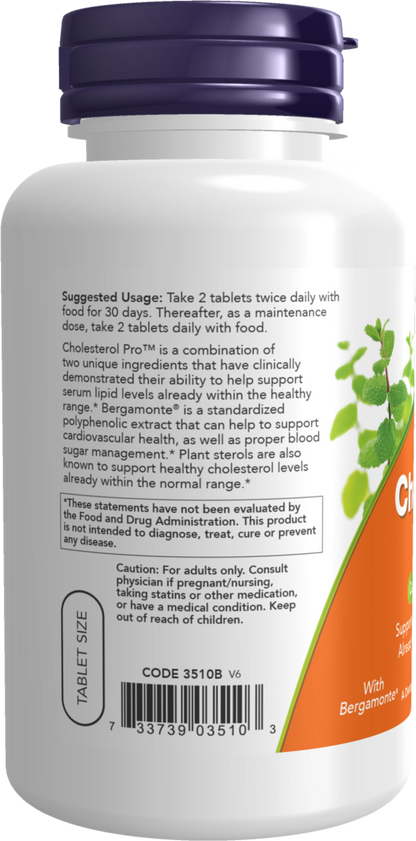 NOW Supplements, Cholesterol Pro™ with Bergamonte™ and Plant Sterols, Cardiovascular Health*, 120 Tablets