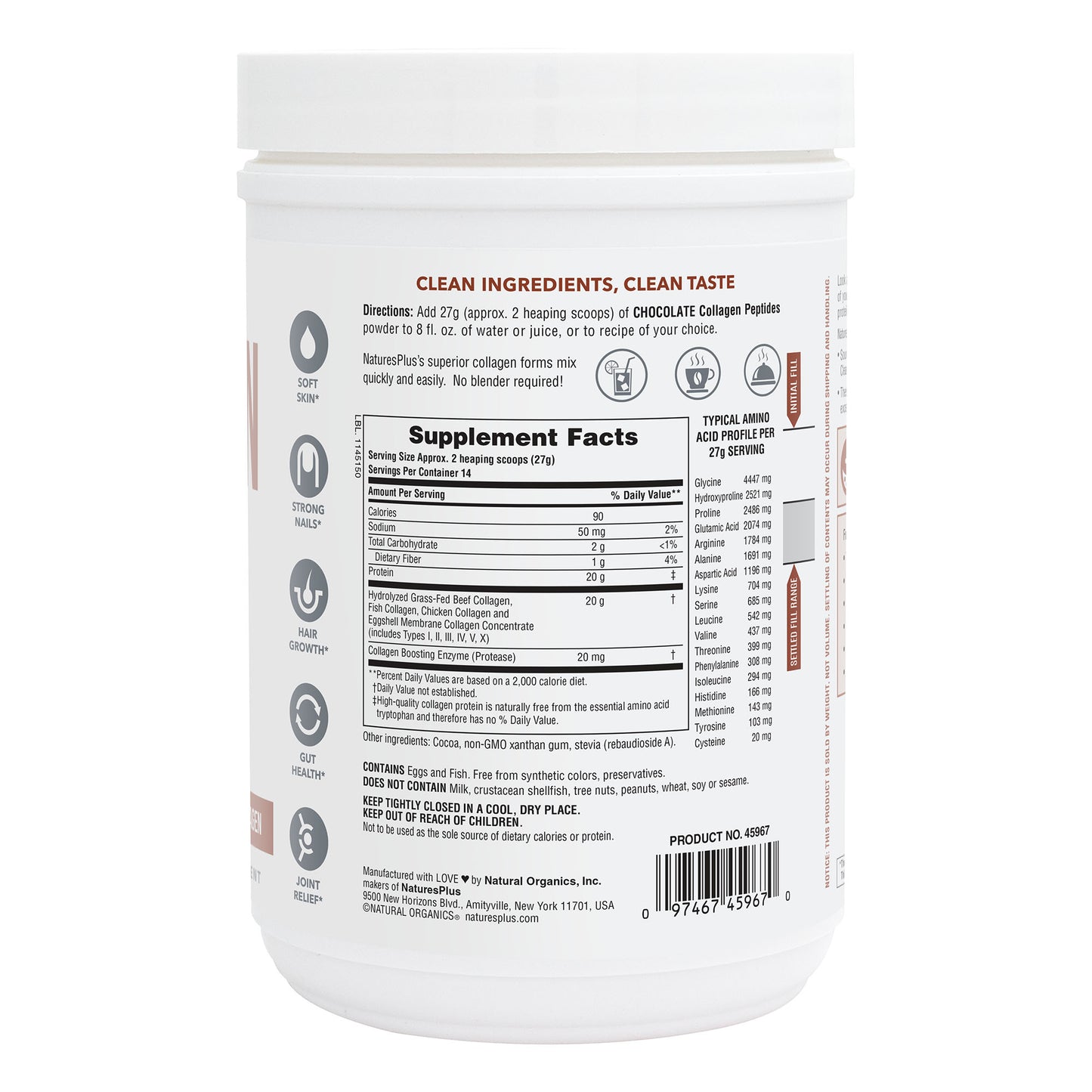 NaturesPlus, Collagen Peptides Chocolate Powder, 14 Servings