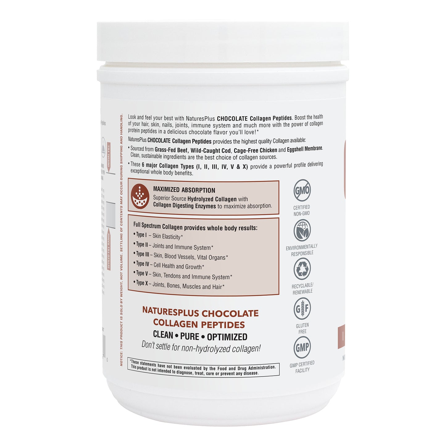 NaturesPlus, Collagen Peptides Chocolate Powder, 14 Servings