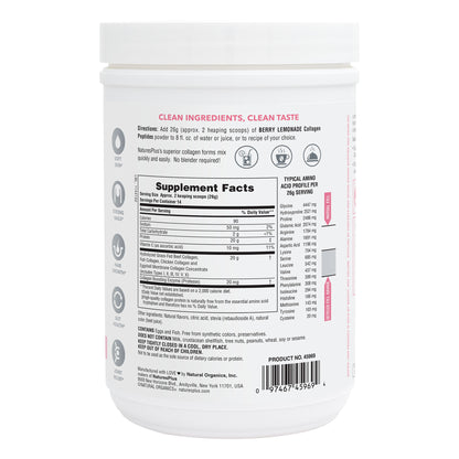 NaturesPlus, Collagen Peptides Berry Lemonade, 14 Servings