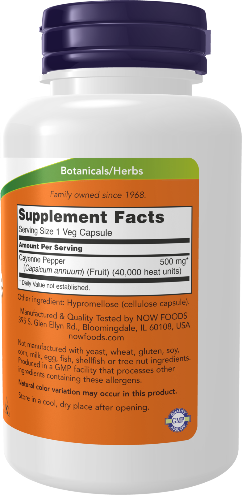 NOW Supplements, Cayenne (Capsicum annuum) 500 mg, Herbal Support, 100 Veg Capsules