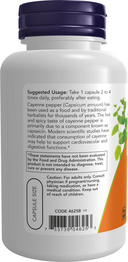 NOW Supplements, Cayenne (Capsicum annuum) 500 mg, Herbal Support, 100 Veg Capsules
