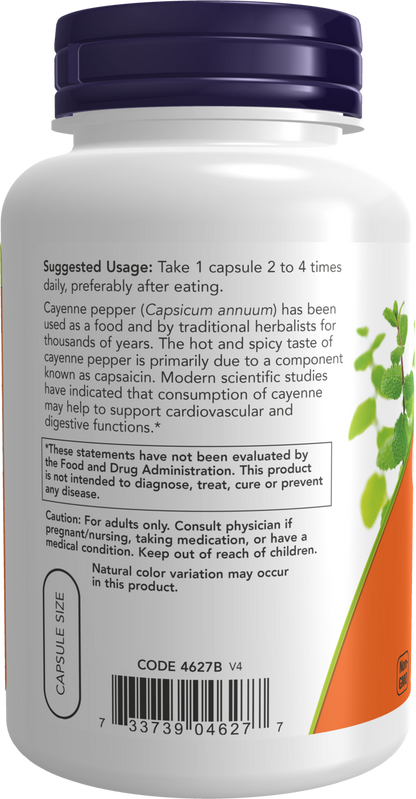 NOW Supplements, Cayenne (Capsicum annuum) 500 mg, Herbal Support, 250 Veg Capsules