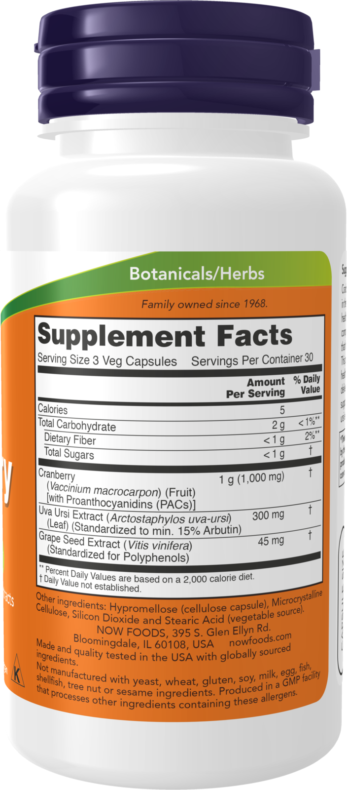 NOW Supplements, Cranberry with PACs, plus Uva Ursi and Grape Seed Extracts 90 Veg Capsules