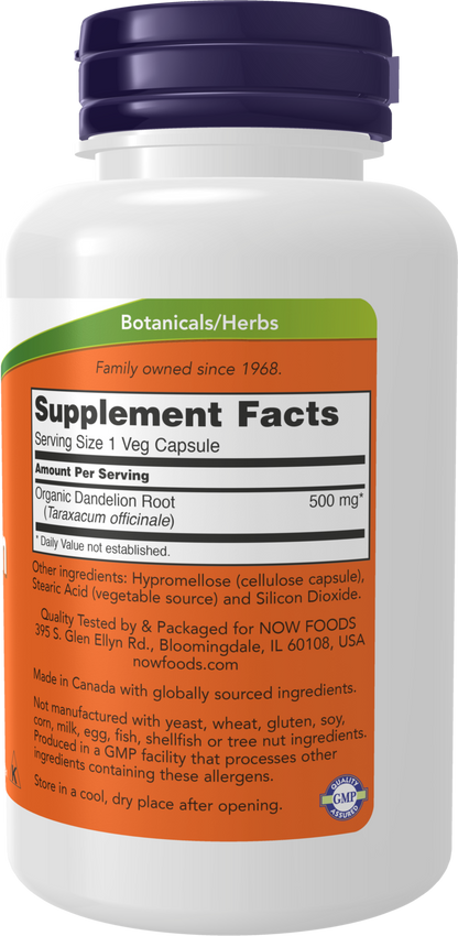 NOW Supplements, Dandelion Root (Taraxacum officinale) 500 mg, Herbal Supplement, 100 Veg Capsules