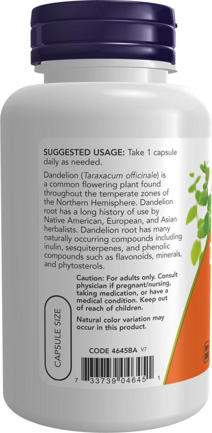 NOW Supplements, Dandelion Root (Taraxacum officinale) 500 mg, Herbal Supplement, 100 Veg Capsules