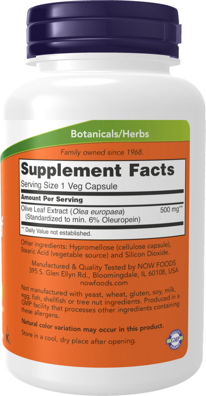 NOW Supplements, Olive Leaf Extract 500 mg, Free Radical Scavenger*, 120 Veg Capsules