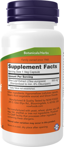 NOW Supplements, Olive Leaf Extract 500 mg, Free Radical Scavenger*, 60 Veg Capsules