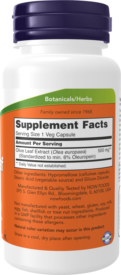 NOW Supplements, Olive Leaf Extract 500 mg, Free Radical Scavenger*, 60 Veg Capsules