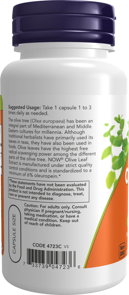 NOW Supplements, Olive Leaf Extract 500 mg, Free Radical Scavenger*, 60 Veg Capsules
