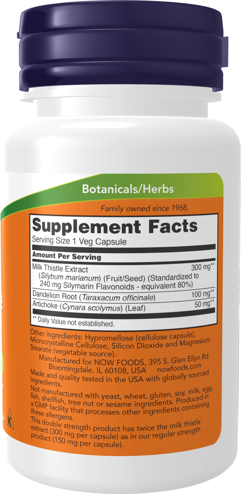 NOW Supplements, Double Strength Milk Thistle Extract 300 mg Silymarin (240 mg), Supports Liver Function*, 50 Veg Capsules
