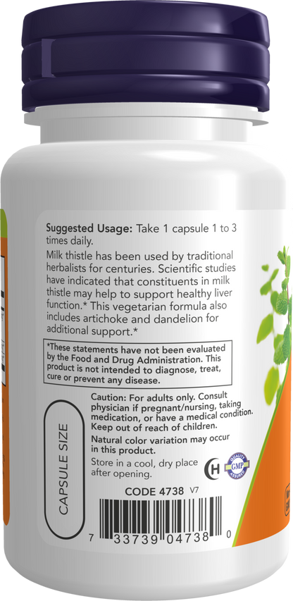 NOW Supplements, Double Strength Milk Thistle Extract 300 mg Silymarin (240 mg), Supports Liver Function*, 50 Veg Capsules