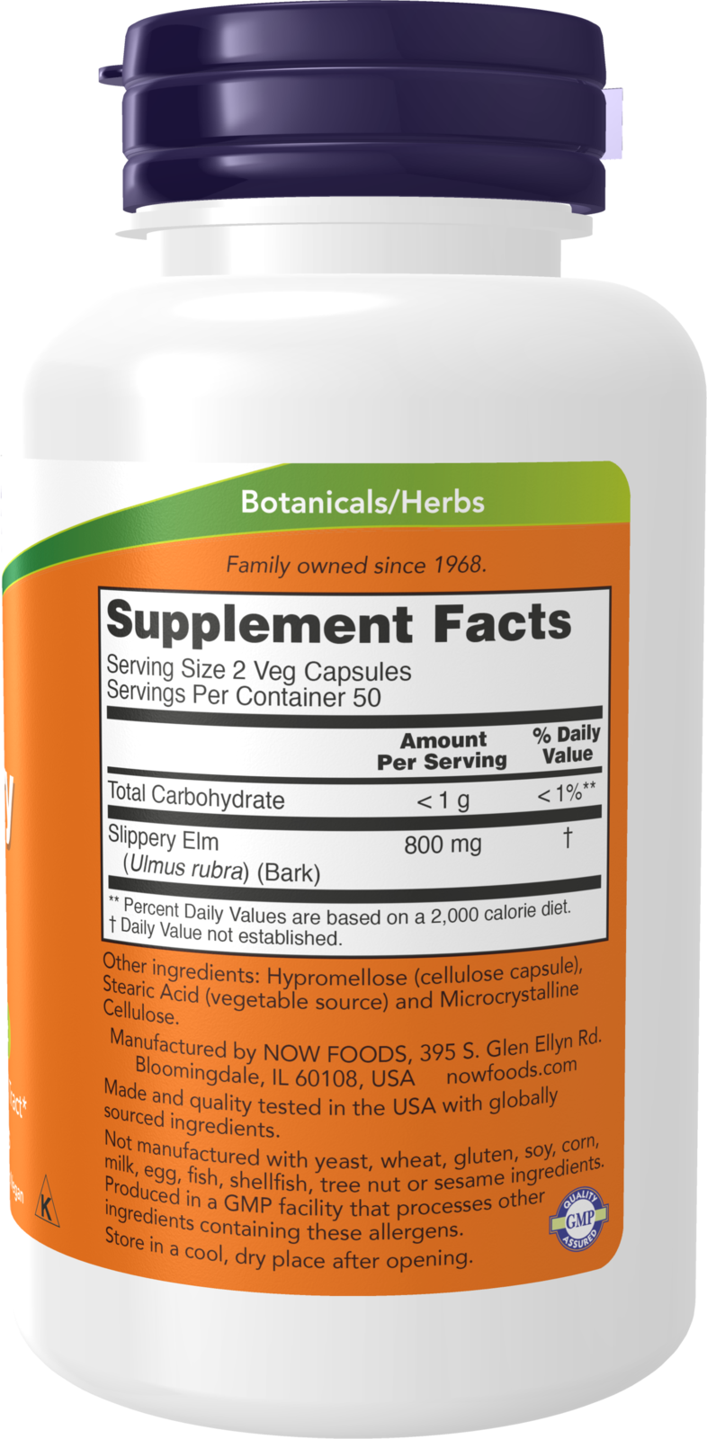 NOW Supplements, Slippery Elm (Ulmus rubra) 400 mg, Herbal Supplement, 100 Veg Capsules