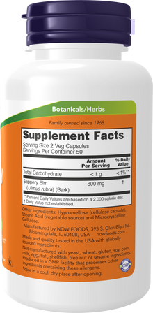 NOW Supplements, Slippery Elm (Ulmus rubra) 400 mg, Herbal Supplement, 100 Veg Capsules