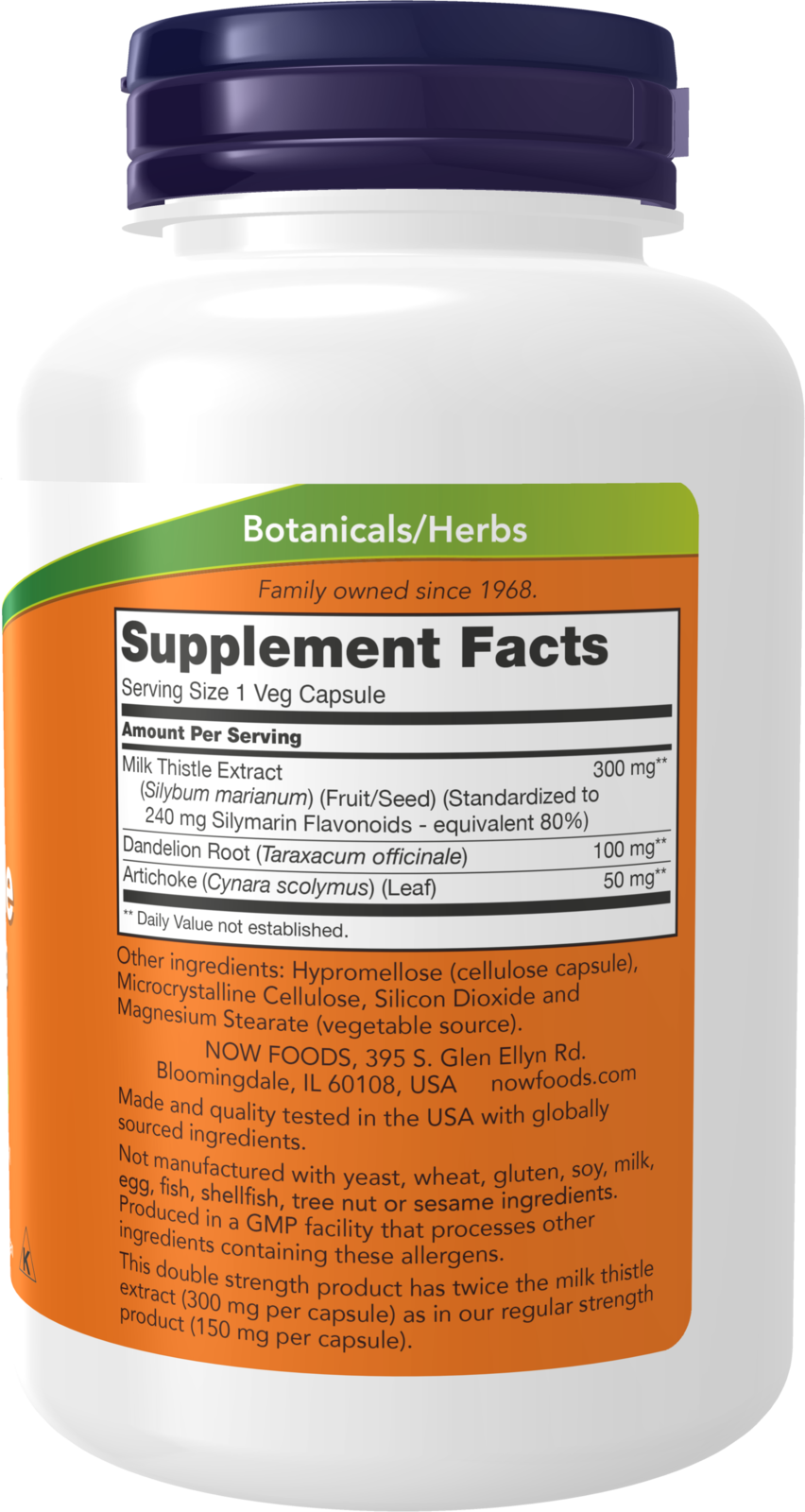 NOW Supplements, Milk Thistle Extract, Double Strength 300 mg, Silymarin (240 mg), Supports Liver Function*, With Artichoke and Dandelion, 200 Veg Capsules