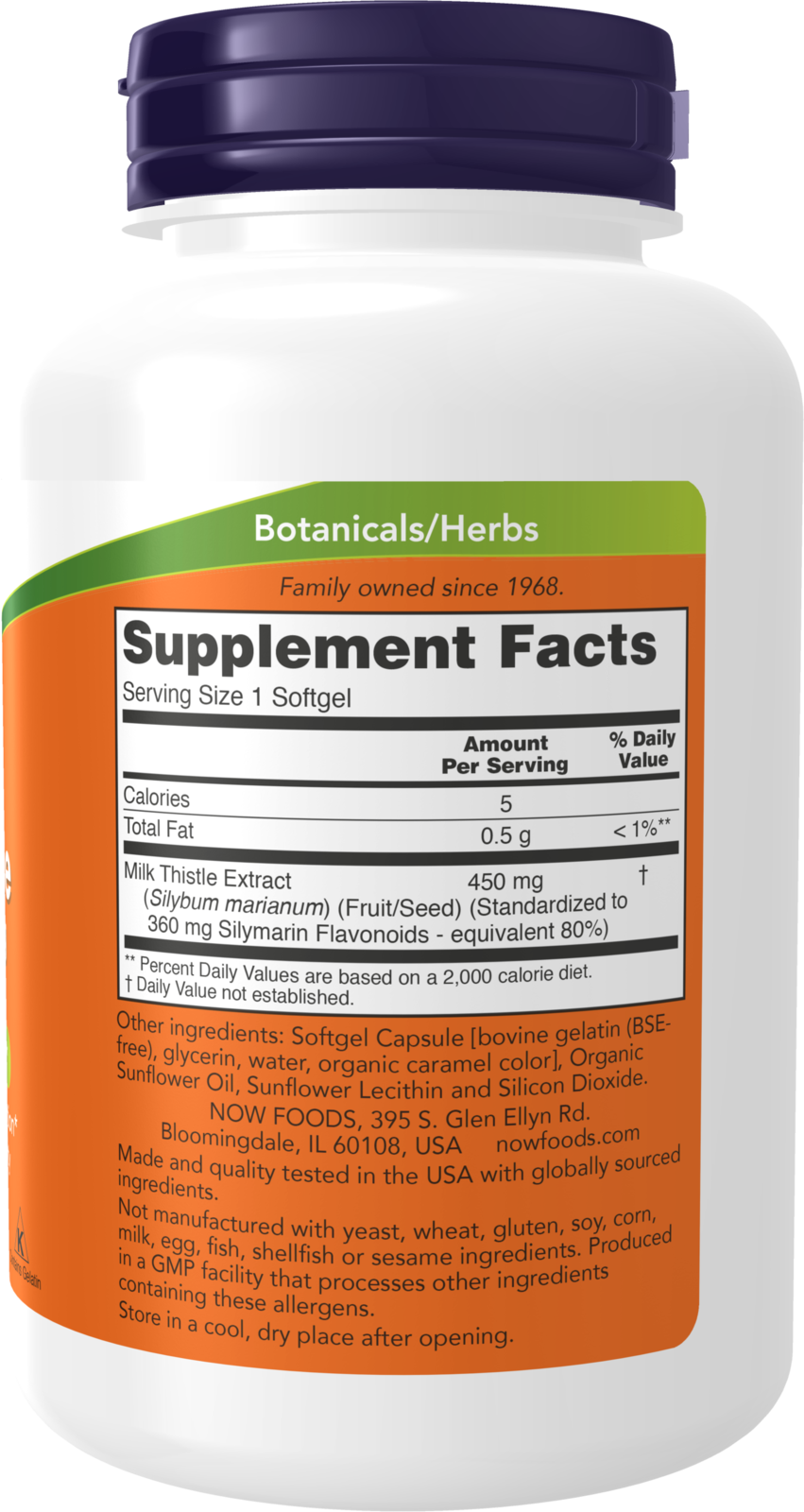 NOW Supplements, Silymarin Milk Thistle Extract, Extra Strength 450 mg, 120 Softgels