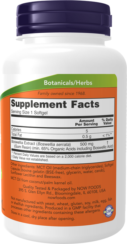 NOW Supplements, Boswellia Extract 500 mg in MCT Oil Base, Balanced Immune Response*, 90 Softgels