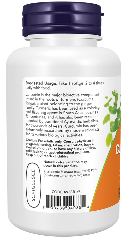 NOW Supplements, Turmeric Curcumin (Curcuma longa) Gels, Standardized Extract, Herbal Supplement with 95% Curcuminoids, 60 Softgels