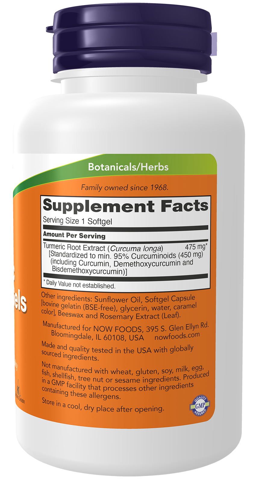 NOW Supplements, Turmeric Curcumin (Curcuma longa) Gels, Standardized Extract, Herbal Supplement with 95% Curcuminoids, 60 Softgels