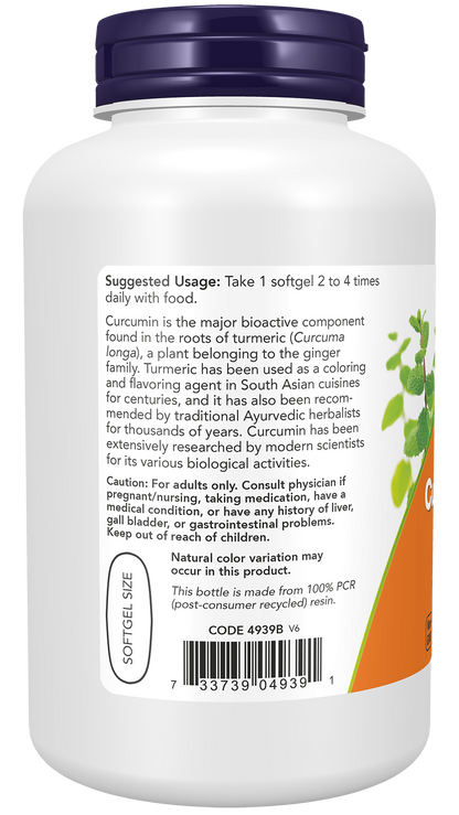 NOW Supplements, Turmeric Curcumin (Curcuma longa) Gels, Standardized Extract, Herbal Supplement with 95% Curcuminoids, 120 Softgels