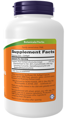 NOW Supplements, Turmeric Curcumin (Curcuma longa) Gels, Standardized Extract, Herbal Supplement with 95% Curcuminoids, 120 Softgels