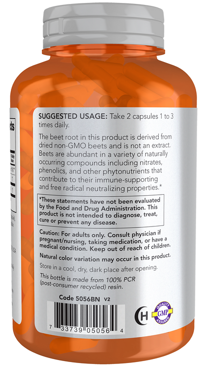 NOW Sports, Beet Root Veg, Sports Nutrition, Immune System Support*, 550 MG, Naturally Occurring Nitrates, 180 Veg Capsules
