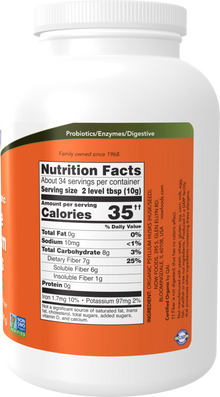 NOW Supplements, Whole Psyllium Husks, Certified Organic, Non-GMO Project Verified, Soluble Fiber, 12-Ounce