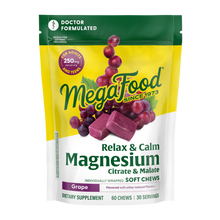Megafood, Relax + Calm† Magnesium Soft Chews - Grape Flavor, Citrate & Malate, 60 Chews