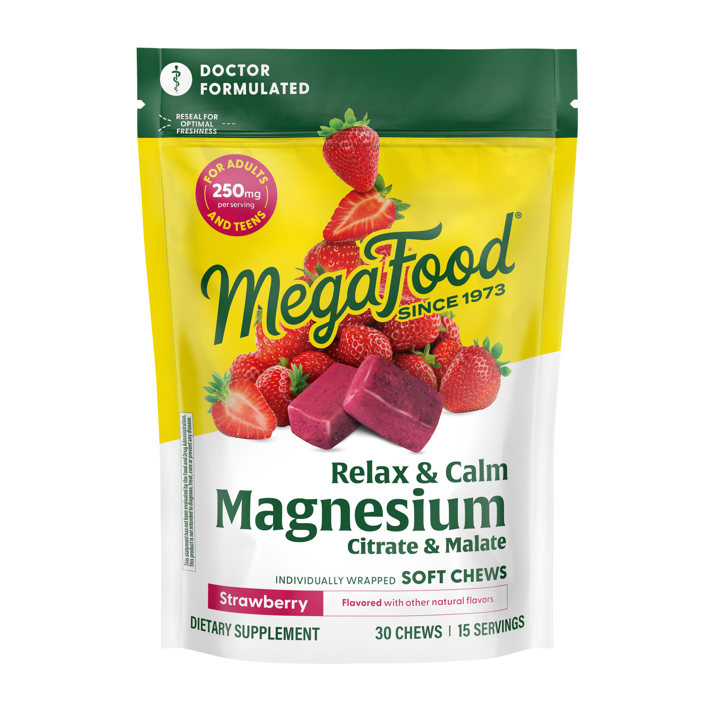 Megafood, Relax + Calm† Magnesium Soft Chews - Strawberry Flavor, Citrate & Malate, 30 Chews