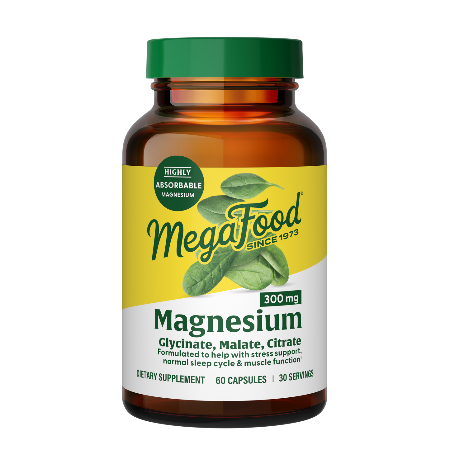 Megafood, Magnesium 300, Glycinate, Malate, Citrate, 60 Capsules