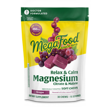 Megafood, Relax + Calm† Magnesium Soft Chews - Grape Flavor, Citrate & Malate, 30 Chews